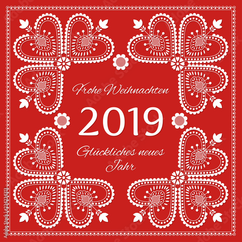 Fotografija Folk art Holiday card vector template