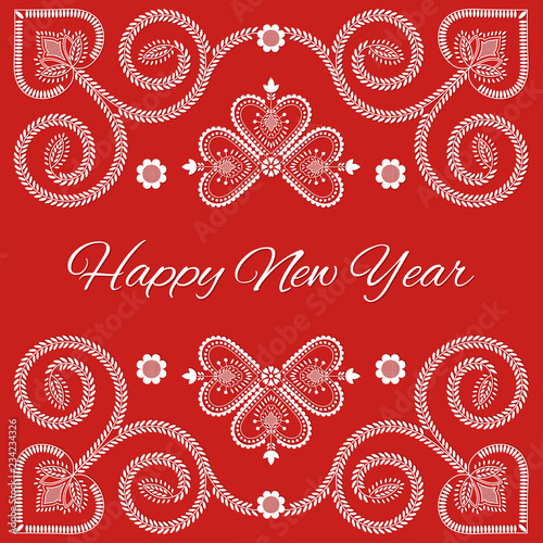 Fotografija Folk art Happy New Year card vector template