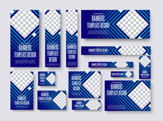 Poster - set of vector web banners of standard size with a square place for a photo.