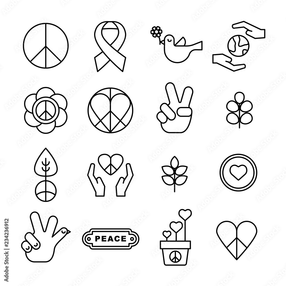 Symbols of peace, Thin line icon set, Peace Icon set, sign, symbol ...