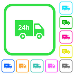 Poster - 24 hour delivery truck vivid colored flat icons