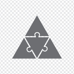 simple icon triangle puzzles in gray. simple icon puzzle of the four pieces on transparent backgroun