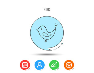 Wall Mural - Bird with beak icon. Social media concept sign.