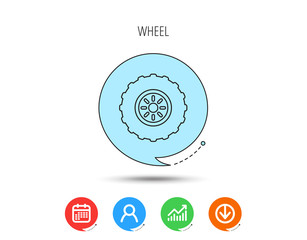 Wall Mural - Tractor wheel icon. Tire service sign.