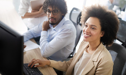 Programmer working in a software developing company office