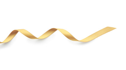 beautiful golden ribbon on white background