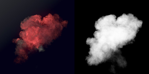 Aufkleber - Large explosion with black smoke in dark plus alpha channel. 3d rendering