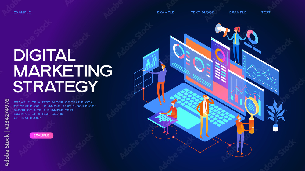 Digital marketing strategy Web Banner - obrazy, fototapety, plakaty 
