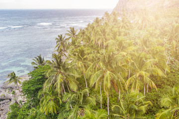 Beautiful coastline with turquoise water and mountains. Aerial View