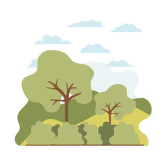 Sticker - trees plant with landscape isolated icon