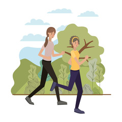 Wall Mural - young women in the landscape avatar character