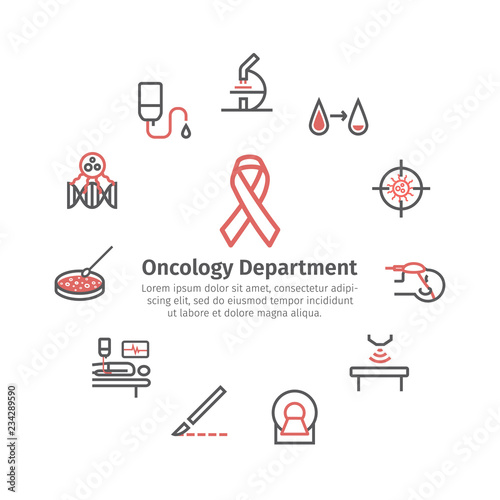 Cancer Treatment Centers Clinic Round Banner Line Icons