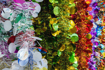 Rows of Christmas tinsel