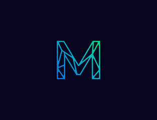 Poster - Abstract line art logo. letter M tech logo template