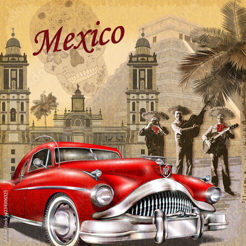 Dekoracja na wymiar  plakat-retro-meksyk