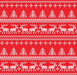 Winter festive Christmas knitted pattern woolen knitted