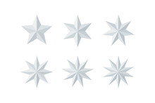 Set Of Beautiful Faceted Shiny White Paper Stars