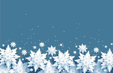 Fotobehang - Realistic snowflakes border