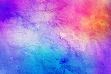 Colorful bright ink and watercolor textures on white paper background. Paint leaks and ombre effects. Hand painted abstract image.