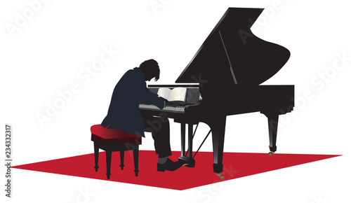 Cuadros en Lienzo Piano player vector illustration