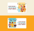 Christmas 2019 Happy New Year greeting card happy kids children costume event show business card vector background banner holidays winter xmas congratulation New Year poster or web banner illustration