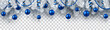 © Vjom - Christmas and New Year banner with fir branches and blue Christmas balls on transparent background.