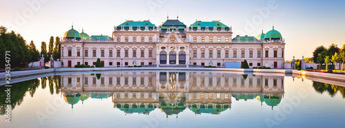 Belvedere in Vienna water reflection view at sunset Canvas Print