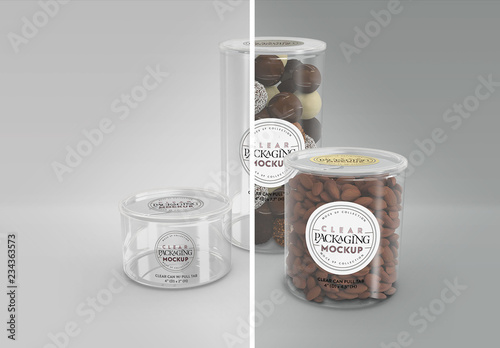 Download Clear Cans With Pull Tabs And Clear Lids Packaging Mockup Stock Template Adobe Stock