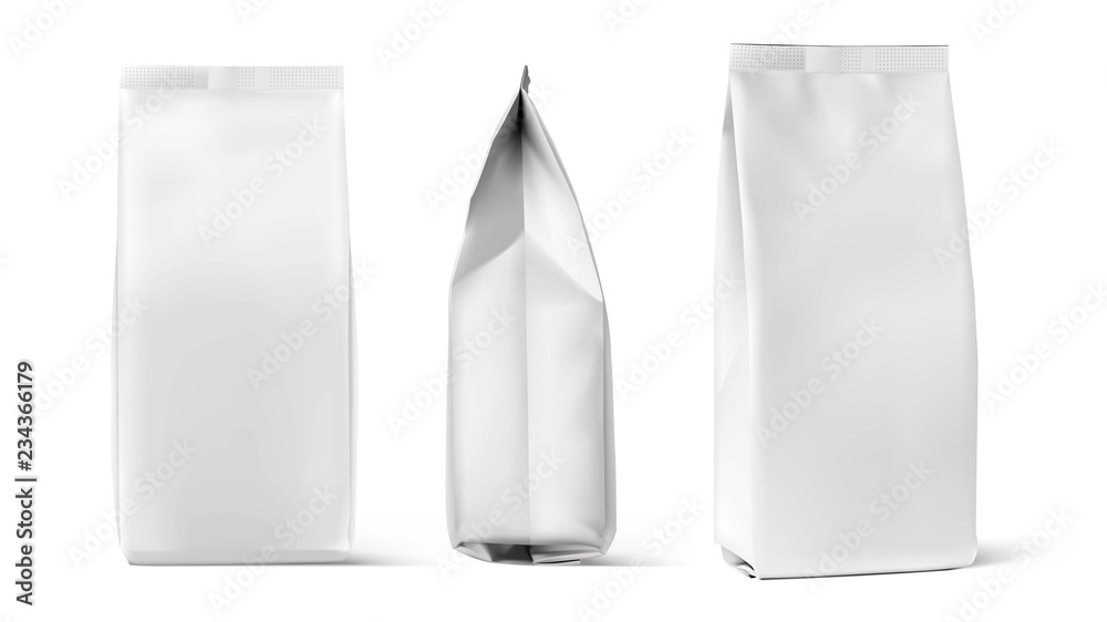Set of mockup bags isolated on white background. Vector illustration. Can be use for your design, presentation, promo, ad. EPS10. - obrazy, fototapety, plakaty 