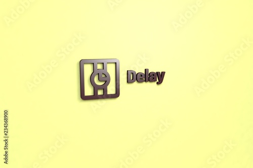 Fotografie, Obraz Illustration of Delay with brown text on yellow background