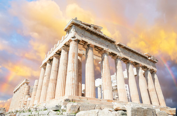 Fotomurales - Parthenon temple over sunset sky background, Acropolis hill, Athens Greece