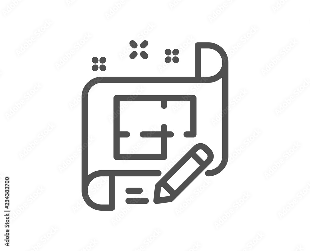 Architect line icon. Engineering plan sign. Edit project document. Quality  design flat app element. Editable stroke Architect plan icon. Vector Stock  Vector | Adobe Stock, image size:1000x809
