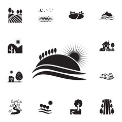 Poster - sunset on the hill icon. detailed set of landscapes icons. premium graphic design. one of the collec