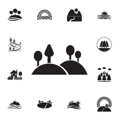 Poster - trees on a hill icon. Detailed set of landscapes icons. Premium graphic design. One of the collection icons for websites, web design, mobile app