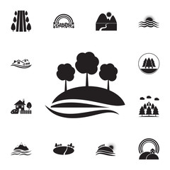 Poster - trees on a hill icon. Detailed set of landscapes icons. Premium graphic design. One of the collection icons for websites, web design, mobile app