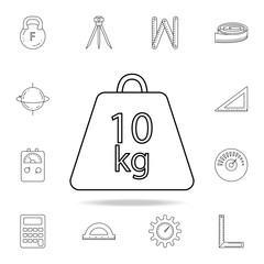 Poster - Weight symbol 10 kilograms icon. Detailed set of measuring instruments icons. Premium graphic design. One of the collection icons for websites, web design, mobile app