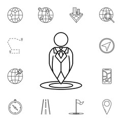Poster - business man in the shape of a pin icon. Detailed set of navigation icons. Premium graphic design. One of the collection icons for websites, web design, mobile app