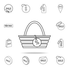 Poster - basket with a sign percentage icon. Detailed set of clearance sale icons. Premium graphic design. One of the collection icons for websites, web design, mobile app