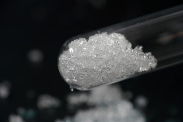 Chemical powder from the chemistry kit with macro lens photographed in studio