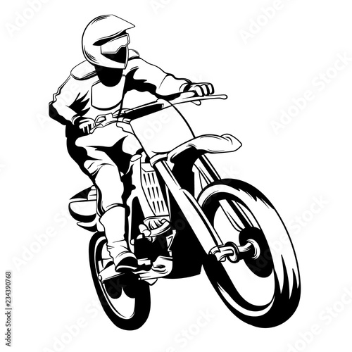 Obrazy Żużel  wektor-recznie-rysowane-ilustracja-motocyklista-grafika-tatuazu-szablon-karty-plakatu