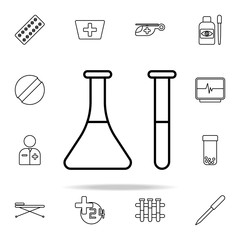 Poster - flask and test tube line icon. Hospital icons universal set for web and mobile