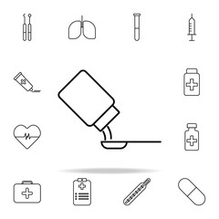 Poster - cough syrup line icon. Hospital icons universal set for web and mobile