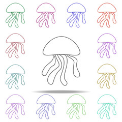 Poster - jellyfish illustration. Element of sea animal for mobile concept and web apps. Thin line jellyfish illustration can be used for web and mobile. Premium icon on white background