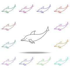Poster - dolphin illustration. Element of sea animal for mobile concept and web apps. Thin line dolphin illustration can be used for web and mobile. Premium icon on white background