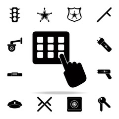 Poster - hand and code icon. Police icons universal set for web and mobile
