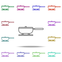 Poster - a frying pan on the stove outline icon. Elements of restaurant in multi color style icons. Simple icon for websites, web design, mobile app, info graphics