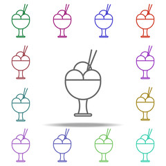 Poster - ice-cream in a glass outline icon. Elements of restaurant in multi color style icons. Simple icon for websites, web design, mobile app, info graphics
