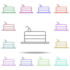 Poster - cake with cherry outline icon. Elements of restaurant in multi color style icons. Simple icon for websites, web design, mobile app, info graphics