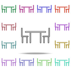 Poster - table and chairs outline icon. Elements of restaurant in multi color style icons. Simple icon for websites, web design, mobile app, info graphics