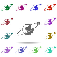 Poster - earth and moon icon. Elements of Space in multi color style icons. Simple icon for websites, web design, mobile app, info graphics